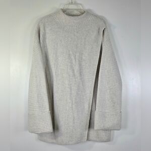 ATHLETA AZALEA MERINO WOOL CASHMERE BLEND RIBBED MOCK NECK SWEATER.